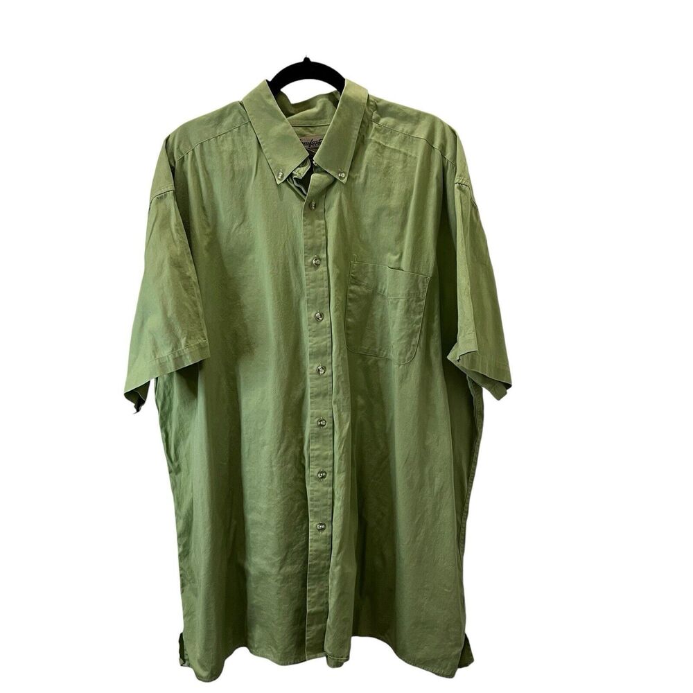 Comfort Zone George Foreman Shirt Mens Size 3XB Green Short Sleeve Button Down